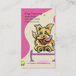 Cartão De Visita Treinamento em Cães - Ativo Terrier Rosa