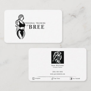 Cartão De Visita Treinamento Personalizado de Fitness Feminino Mini