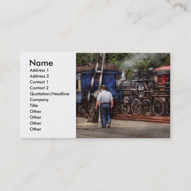 Cartão De Visita Trem - vapor - o trabalho dos condutores (Frente)