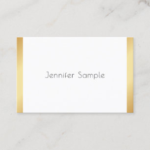 Cartão De Visita Trendência Elegante Moderna e Branca Dourada