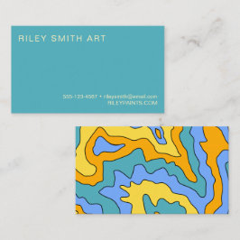 Cartão De Visita Trendy Abstrato amarelo azul colorido retrorado 70