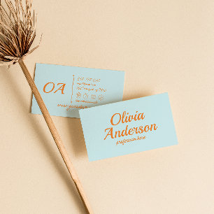 Cartão De Visita Trendy Boho Azul Colorido de Groovy Negrito