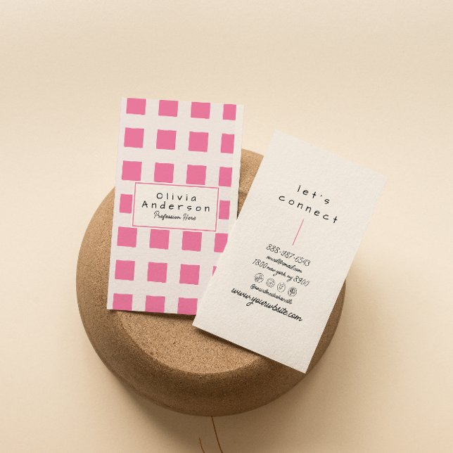 Cartão De Visita Trendy Boho Funky Girly Diversão Retro-Rosa Com Ve (Criador carregado)