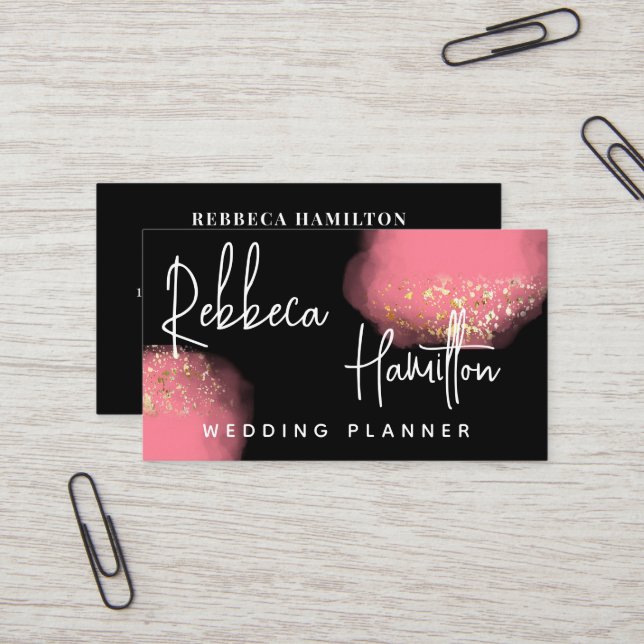 Cartão De Visita Trendy Classy elegante Pink Glitter planejador de  (Frente/Verso In Situ)