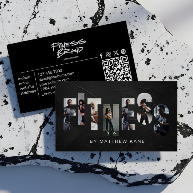 Cartão De Visita Trendy Edgy Personal Trainer Fitness Photo Letter (Trendy Edgy Personal Trainer Fitness Photo Letter Business Card)