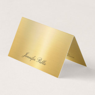 Cartão De Visita Trendy Elegant Faux Dourado Nome Manuscrito Modern