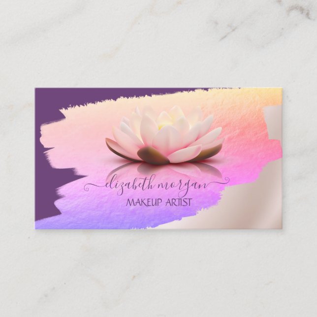 Cartão De Visita Trendy,Elegante, Traço De Pincel,Lotus (Frente)