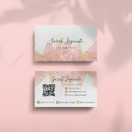 Cartão De Visita Trendy Faux Dourado e Rosa cor-de-rosa Código QR g