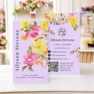 Cartão De Visita Trendy floral lavanda de aquarela floral logótipo