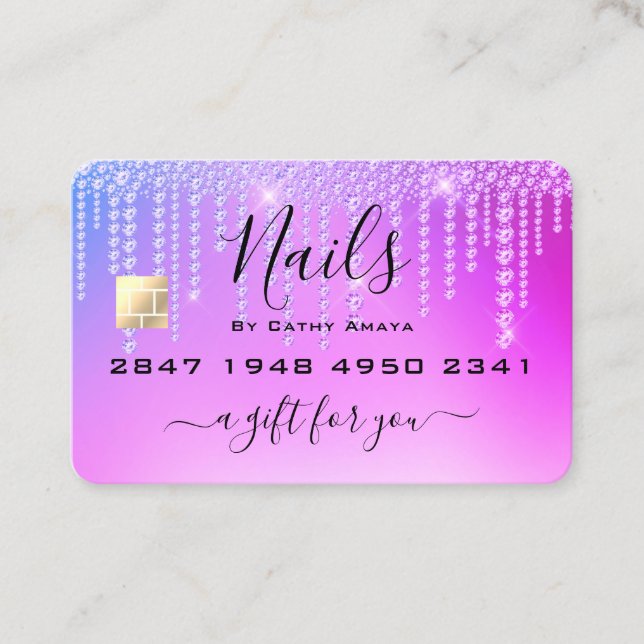 Cartão De Visita Trendy Girly Diamond Drivers Purple Gift Certifica (Frente)