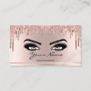 Cartão De Visita Trendy Glitter Rosa gold drillhes script Lashes