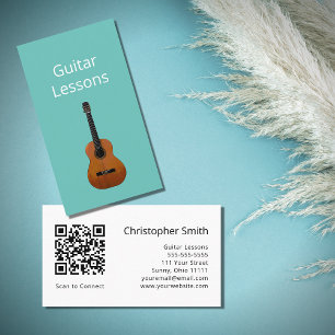 Cartão De Visita Trendy Guitar Lessons QR code Music Teacher