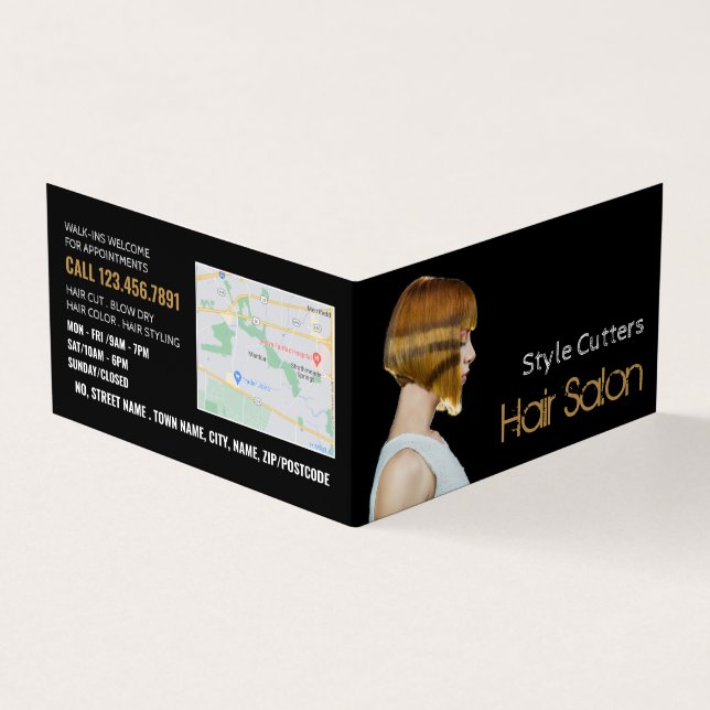 Cartão De Visita Trendy Haircut, Hair Stylist, Salon Loyalty (Exterior)