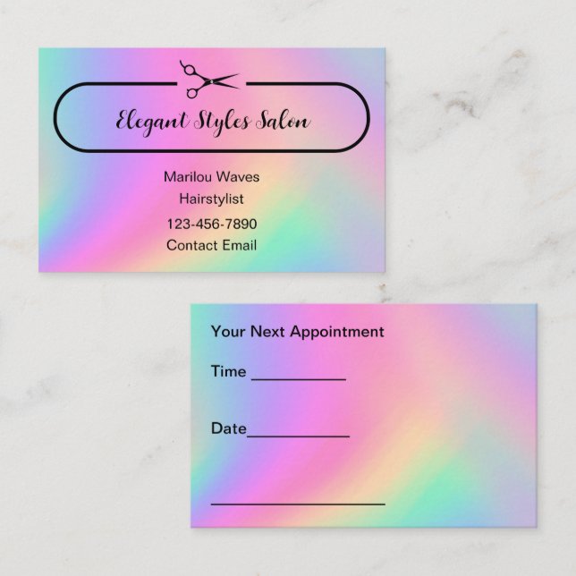 Cartão De Visita Trendy Hairstylist Appointment Business Cards (Frente/Verso)