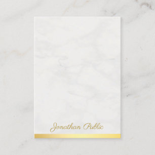 Cartão De Visita Trendy Hand Script Name Dourado E Marble Luxurious