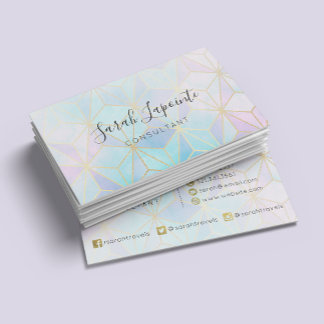 Cartão De Visita Trendy Iridescent & Pastel Geométrico Design