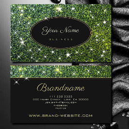 Cartão De Visita Trendy Luminous Green Glitter Stars Elegante