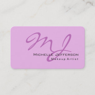 Cartão De Visita Trendy Makeup Artist Lilac & Orchid Color Monogram