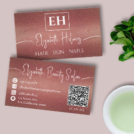 Cartão De Visita Trendy Maroon Red Glitter Makeup Artist QR