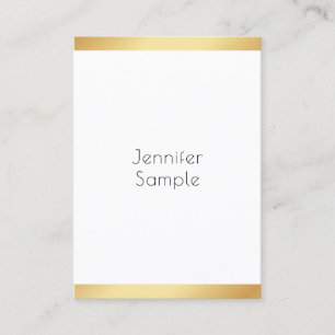Cartão De Visita Trendy Modelo White Modern Professional Dourado