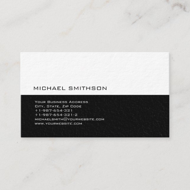 Cartão De Visita Trendy Modern Black White Cinza (Frente)
