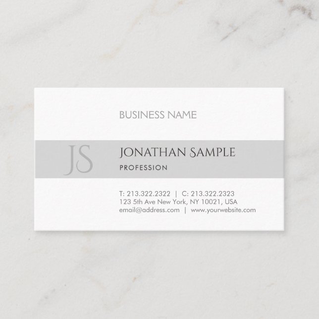 Cartão De Visita Trendy Modern Elegant Design Minimalist Chic Plain (Frente)