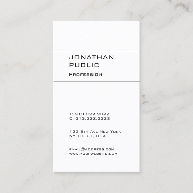 Cartão De Visita Trendy Modern Elegant Design Minimalist Plain (Frente)