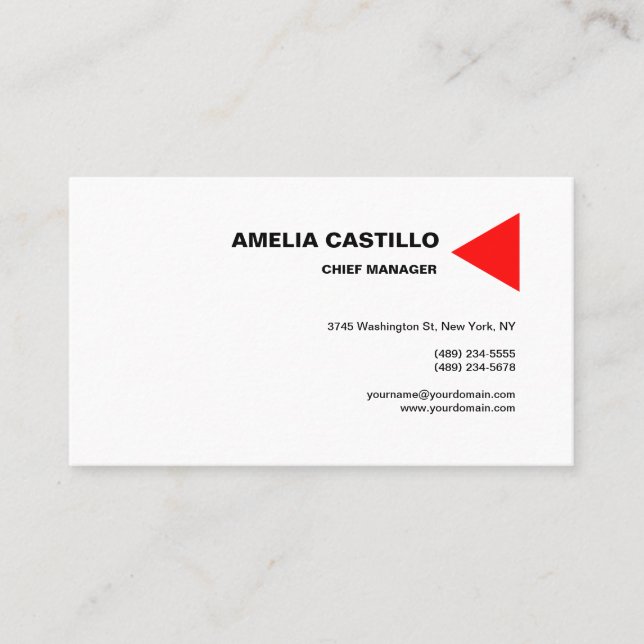 Cartão De Visita Trendy Modern Elegante Branco Vermelho Contemporân (Frente)