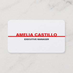 Cartão De Visita Trendy Modern Elegante Simples Branco Vermelho