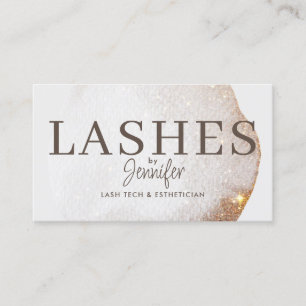 Cartão De Visita Trendy Modern Eyelash Extensões QR Código Dourado
