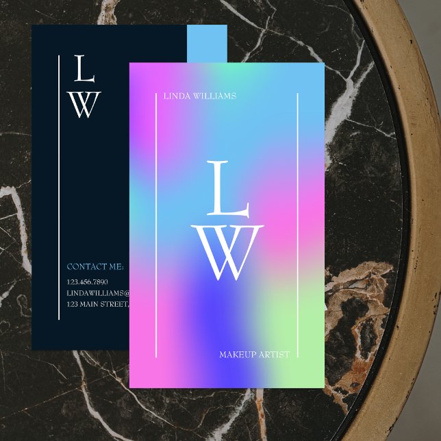 Cartão De Visita Trendy Modern Makeup Artista Gradient Colorful (Criador carregado)