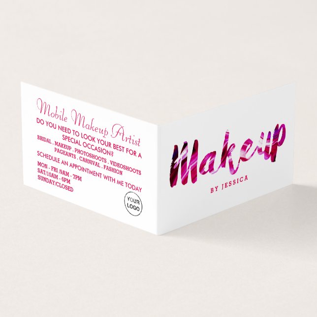 Cartão De Visita Trendy Modern Pink Makeup Artist Loyalty Card, (Exterior)