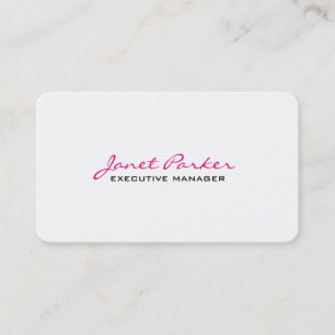 Cartão De Visita Trendy Modern Pink White Executive Manager