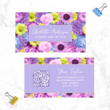 Trendy Modern Purple Floral Código QR Botânico