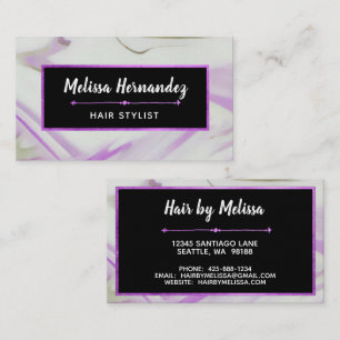 Cartão De Visita Trendy Modern Violet Purple Marble Hand - Letra