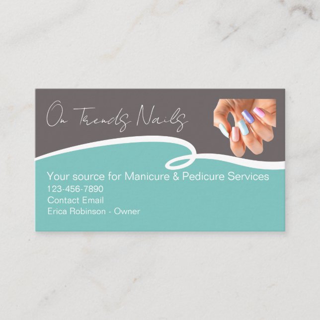 Cartão De Visita Trendy Na moda Nail Tech Manicure (Frente)