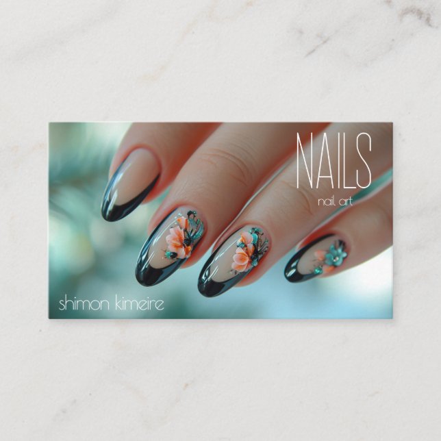 Cartão De Visita Trendy Nail Floral Art Manicurist (Frente)