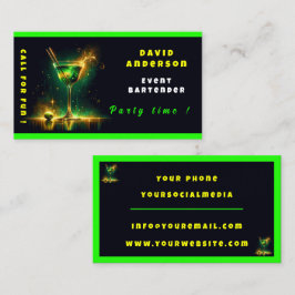 Cartão De Visita Trendy Neon Party Time Personalizado Profissional