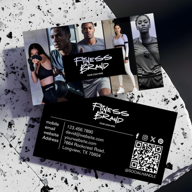 Cartão De Visita Trendy Personal Trainer Fitness Photo Collage (Trendy Personal Trainer Fitness Photo Collage Business Card)