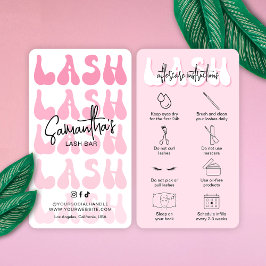 Cartão De Visita Trendy Pink Lash Após Cuidados Letra Retroativa