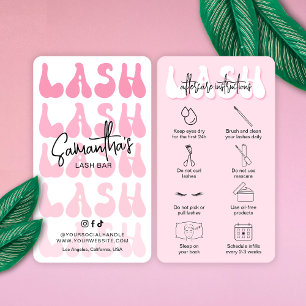 Cartão De Visita Trendy Pink Lash Após Cuidados Letra Retroativa