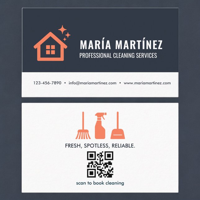 Cartão De Visita Trendy QR Code House Clearing Services Modern (Criador carregado)
