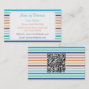 Cartão De Visita Trendy Rainbow Horizontal Stripes Com Código QR