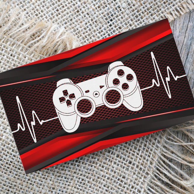 Cartão De Visita Trendy Red Joypad Heartbeat Gamde Tester (Criador carregado)