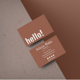 Cartão De Visita Trendy Retro Boho - Moderno marrom e branco