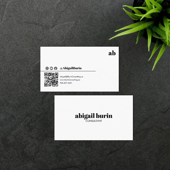 Cartão De Visita Trendy Retro QR Code Social Media (Criador carregado)