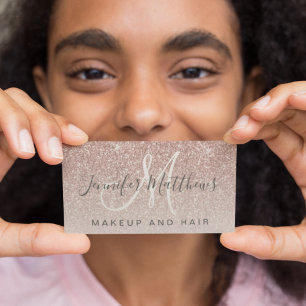 Cartão De Visita Trendy Rosa Dourada Makeup Artist Hair Salon