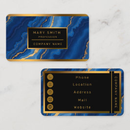 Cartão De Visita Trendy Royal Blue Marble Collection