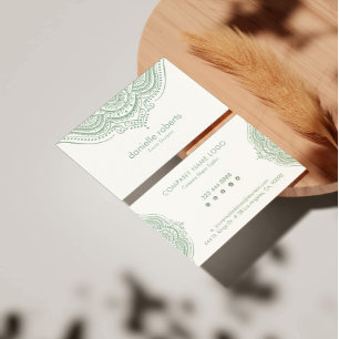 Cartão De Visita Trendy Sage-green mandala