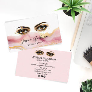 Cartão De Visita Trendy Salon Makeup Artista Brown Eyes Lashes